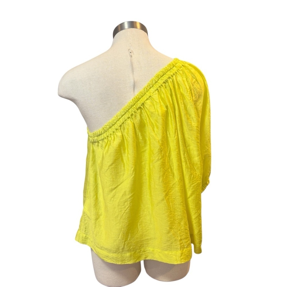 Anthropologie Maeve Leonie Top One Shoulder Lightweight Lime Green Sz. S - Picture 6 of 10